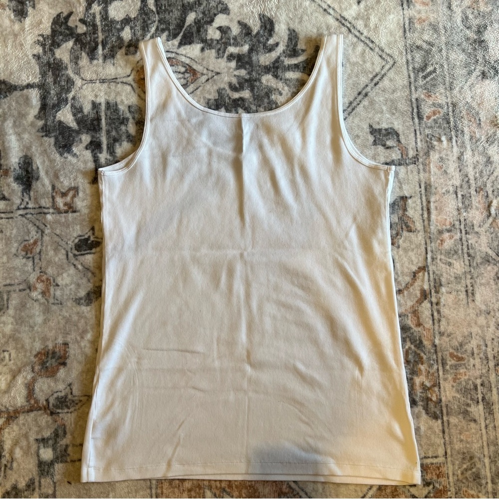 Stylus White Ribbed Tank Top - Picture 3 of 3